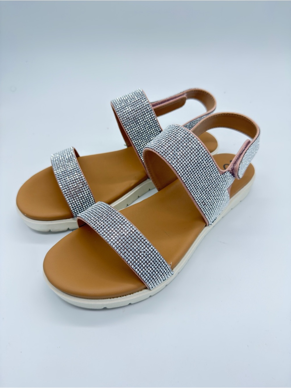 Wild Pair Silver Crystal Two-Band Slingback Sandal